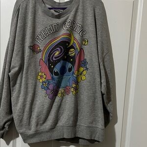 Gray Sweatshirt with Cosmic Graphic